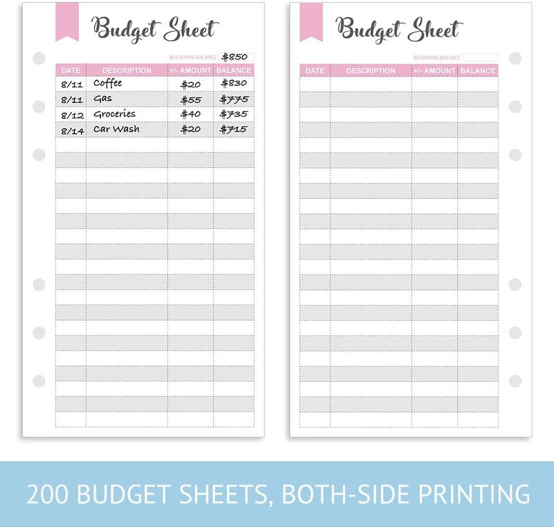 Fan&Ran Set of 180 Sheets Expense Tracker, 6-Hole Punched Budget Sheets for A6 Planner Binder, 3 3/4" x 6 3/4" - Image 2